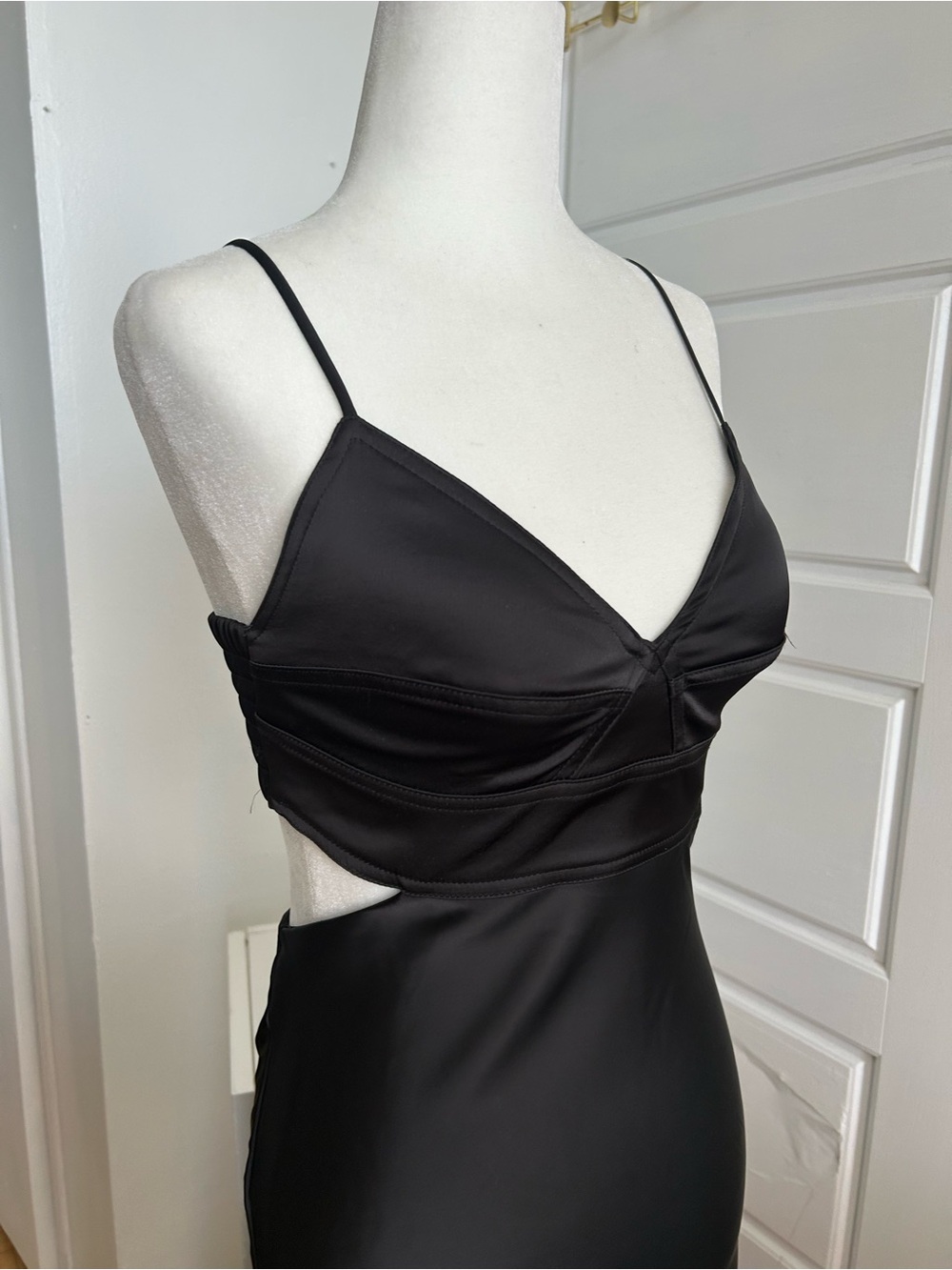 House of Harlow 1960 Black Satin Cutout Maxi Dress XS